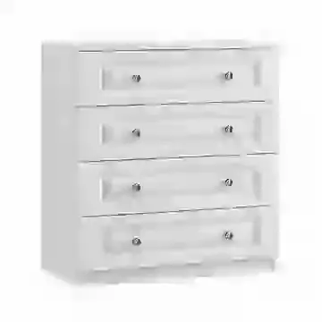 Crystal Knob 4 Drawer Chest White or Cashmere
